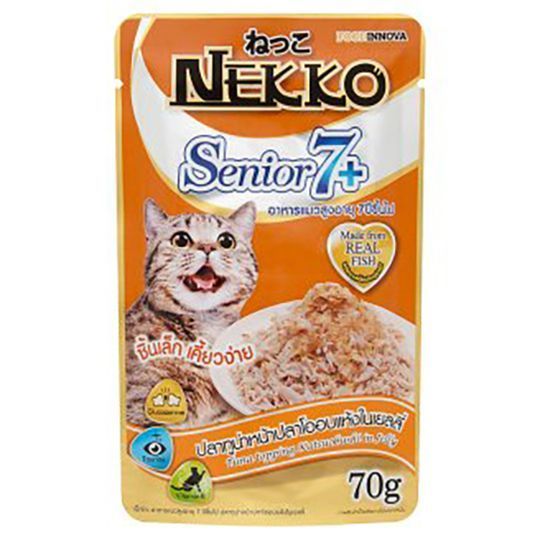 เน็กโกะซีเนียร์7+ทูน่าปลาโออบเยลลี่70ก T NEKKO SENIOR7+TUNA KATSUOBUSHI JELLY70GT