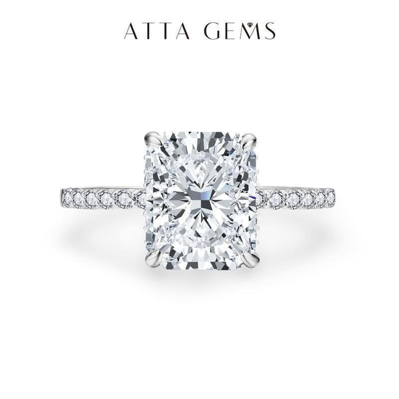 4.0CT สังเคราะห์ Moissanite Radiant Cut 10*8 มม.แหวน Sunset สีสําหรับผู้หญิง Man ของขวัญ Annieversar