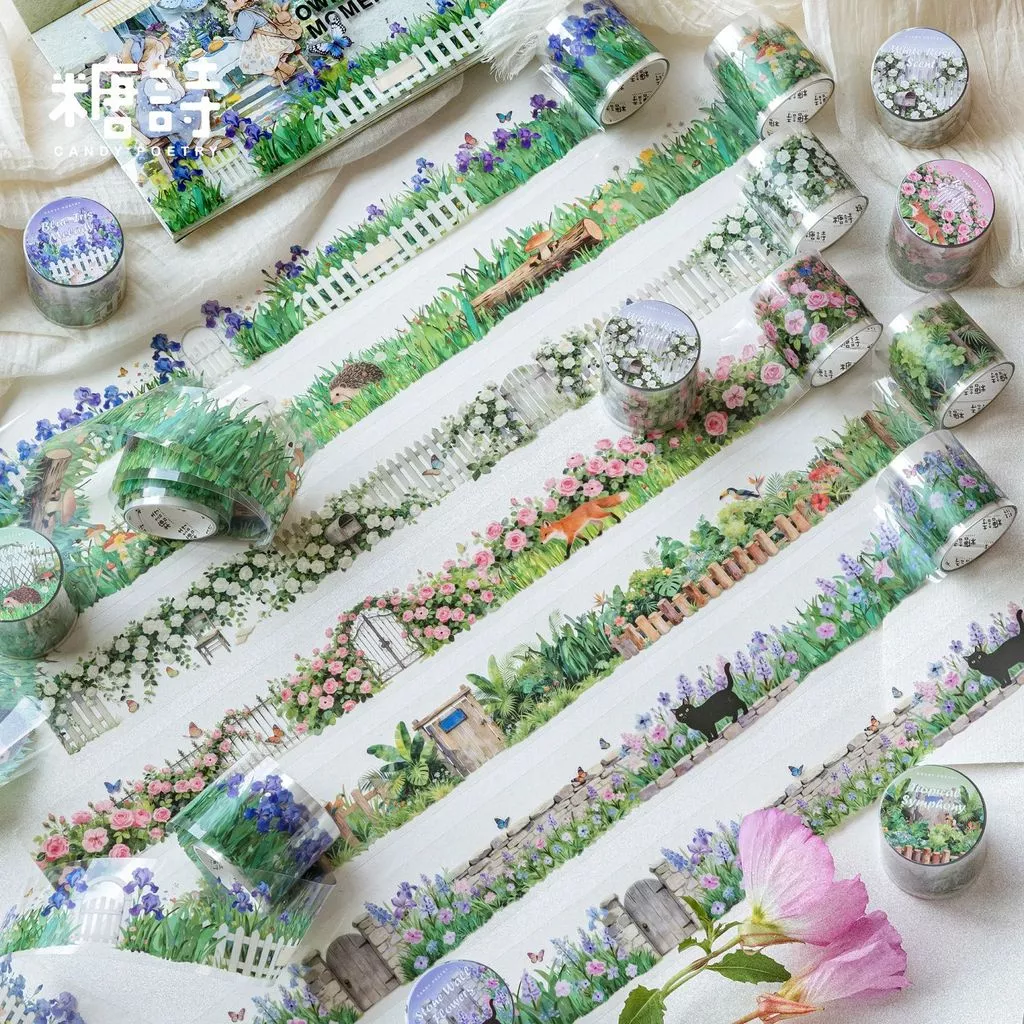 ชุดเทป PET สําหรับ Junk Journal Flora Garden Theme สมุดภาพสติกเกอร์เทปสําหรับ Journaling อุปกรณ์สมุดภาพอัลบั้ม DIY Craft