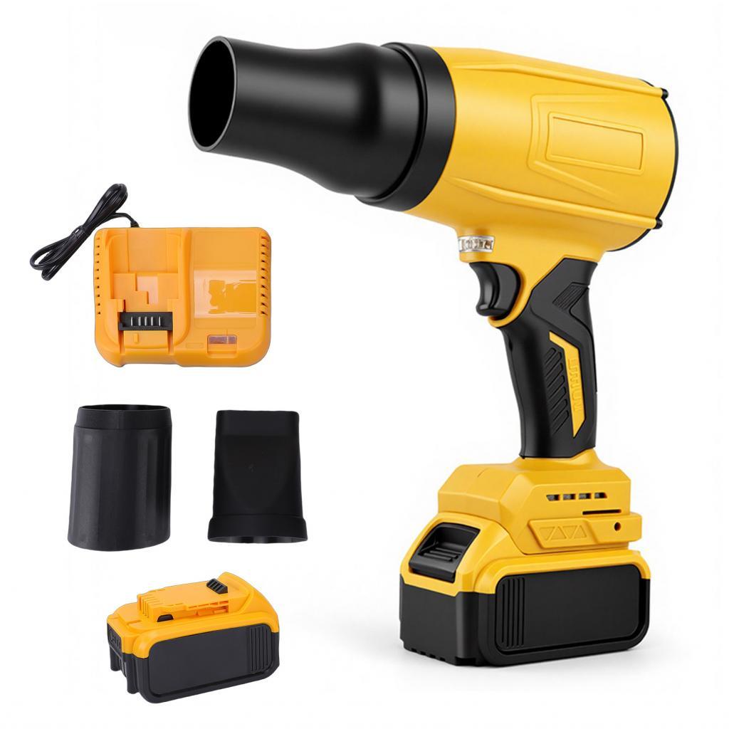 Domary เครื่องเป่าลมใบไม้ไร้สาย 21V หิมะทรงพลัง 2 แบตเตอรี่เครื่องชาร์จเร็ว 80000RPM การดูแลสนามหญ้า