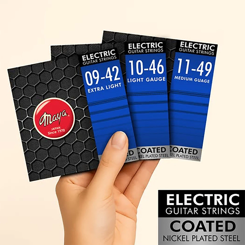 *Japan Brand* Maya® Coated Nickel Plated Steel Electric Guitar Strings สายกีตาร์ไฟฟ้า เคลือบกันสนิม เบอร์ 9 / 10 / 11