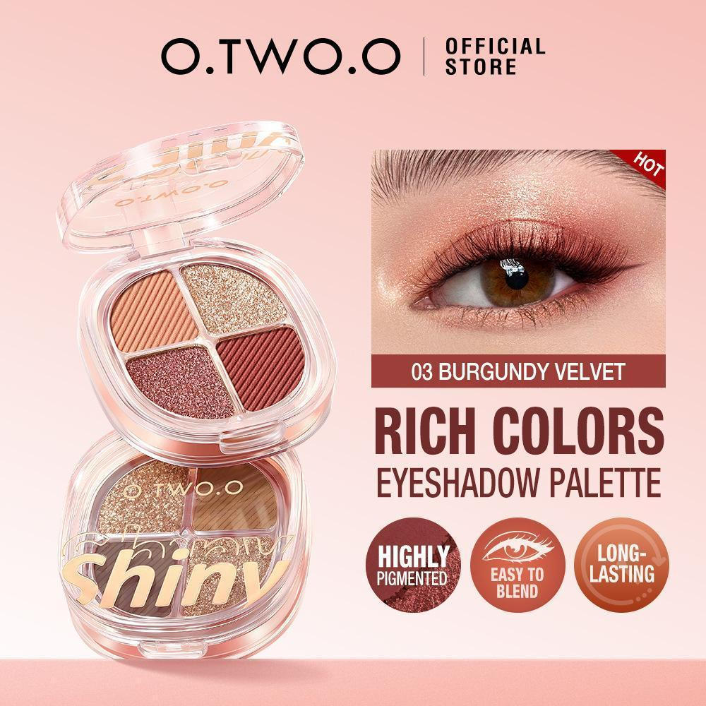 ขายร้อน O.TWO.O Delicate Silky Texture สูงกระพริบสี Rendering บรรยากาศหรูหราสีสันพราว 4 สีอายแชโดว์ 