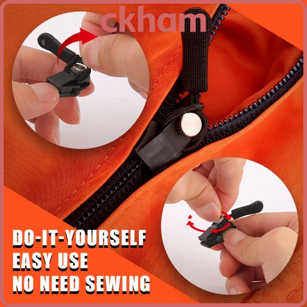 CKHAM หัวซิป, DIY ชุดซ่อมซิปแบบถอดได้, เครื่องมือเย็บผ้าโลหะที่ทนทานเปลี่ยนหัวเข็มขัดไม่ดีตัวดึงซิปทันที