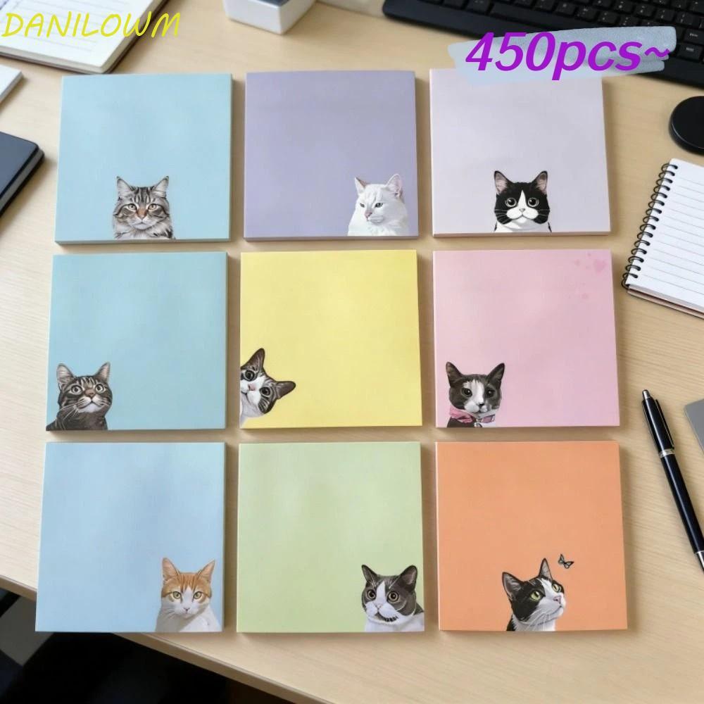 DANILOWM 450/300/250pcs Cat Dog Note Pad, สัตว์รูปแบบการ์ตูนลูกแมว Puppy สัตว์ Sticky Notes, น่ารัก Memo Pad Sticky สีสันหมายเหตุกระดาษอุปกรณ์สํานักงาน