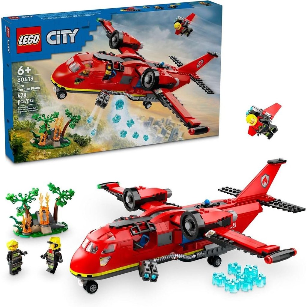 LEGO City Fire Rescue Plane Toy - ของเล่นตัวต่อสําหรับเด็กผู้ชายและเด็กผู้หญิง อายุ 6+ - ของขวัญสําห