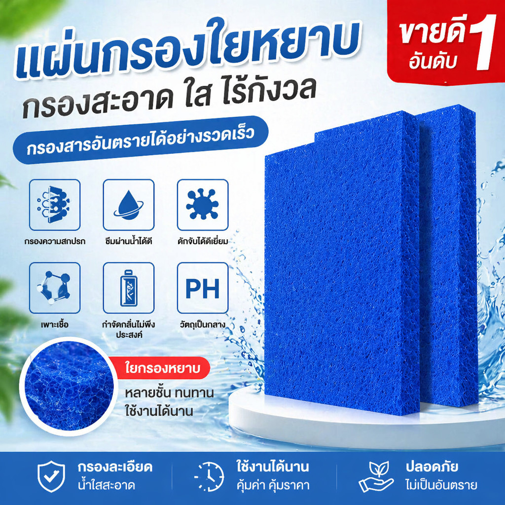 COD แผ่นกรองน้ำ 8D ฟิลเตอร์แมท กรองละเอียดสุด ฝุ่น เศษอาหาร อุจจาระปลา ล้างได้หลายครั้ง สำหรับตู้ปลา บ่อปลา ฟาร์ม