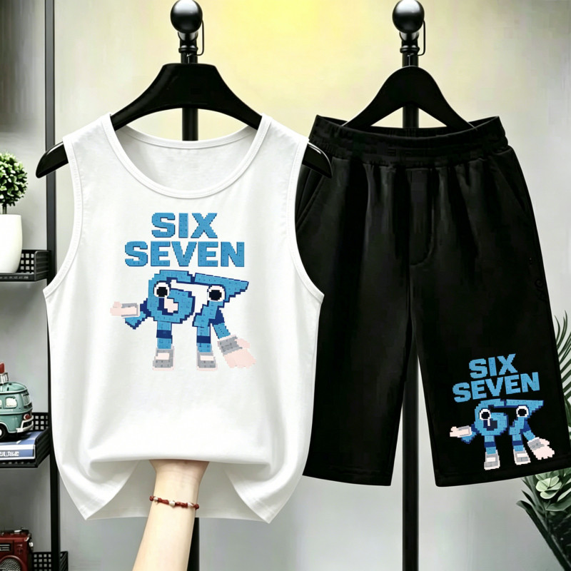 BOB [พร้อมส่ง] ชุดเด็กชาย kidsเสื้อกล้ามเด็ก67ลวดลายพิมพ์ เสื้อกล้ามเด็ก คอตตอน ชุดเด็กผู้ชาย 2 ชิ้น