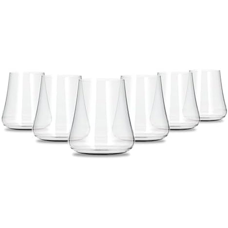 Gabriel-Glas Stemless Crystal Wine Glasses, Set of 6 - Premium, Universal Drinking Glass for Wine, B