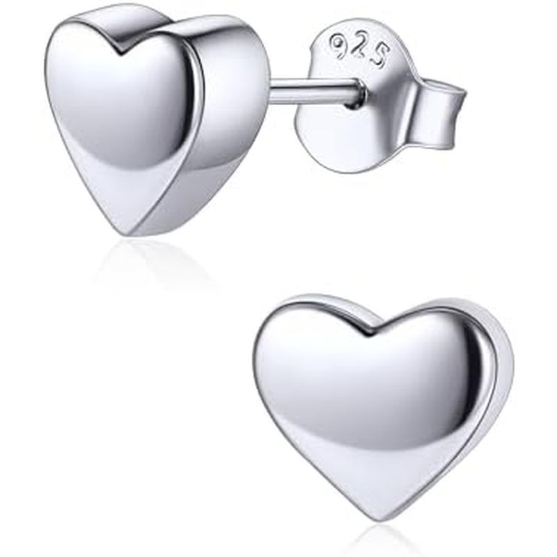 ChicSilver Heart Stud Earrings for Women 925 Sterling Silver Heart Earrings for Women Hypoallergenic