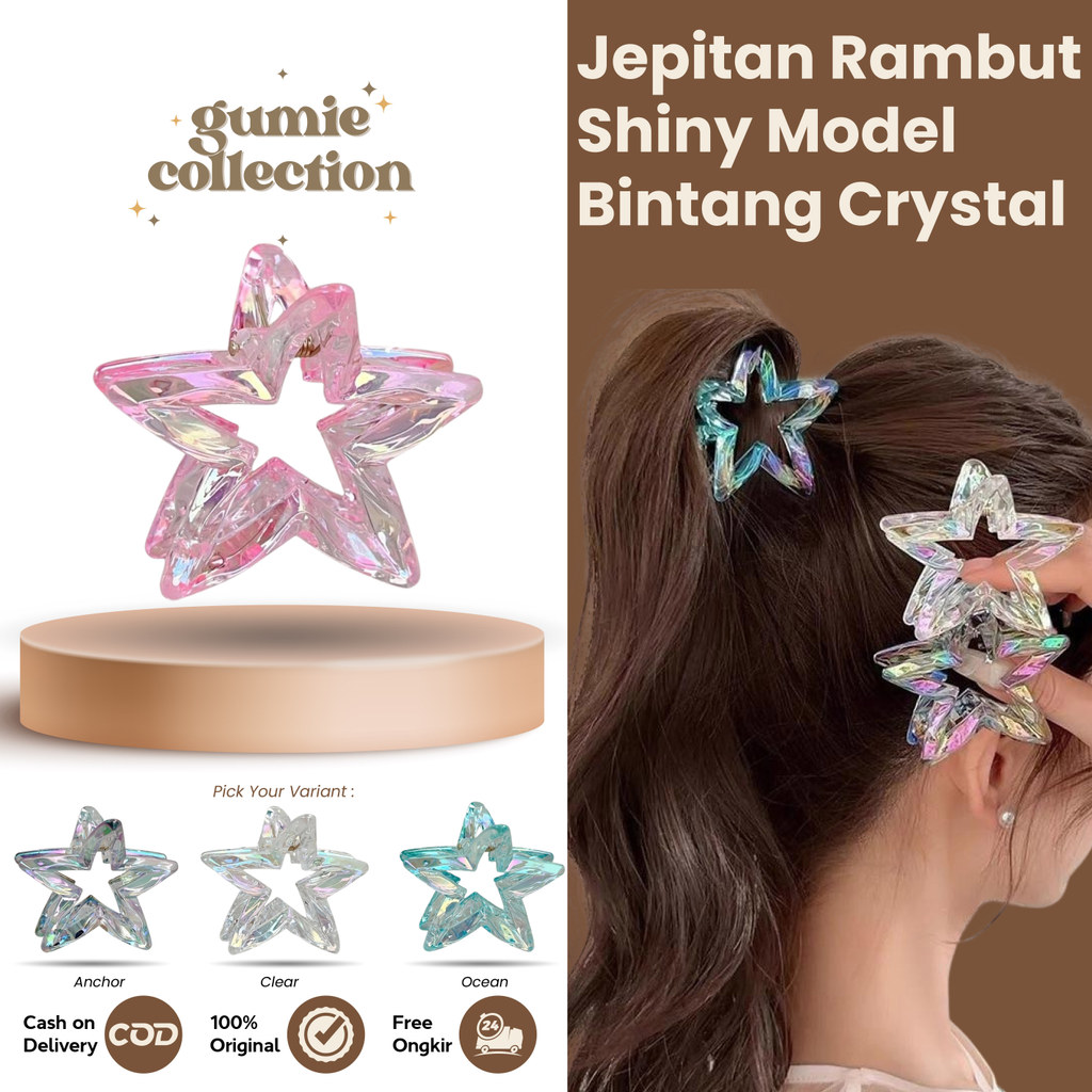GC - 7CM KOREAN STAR CRYSTAL SHINY HAIR CLIP / HAIR ACCECORDIES STARLING GIRL FASHION