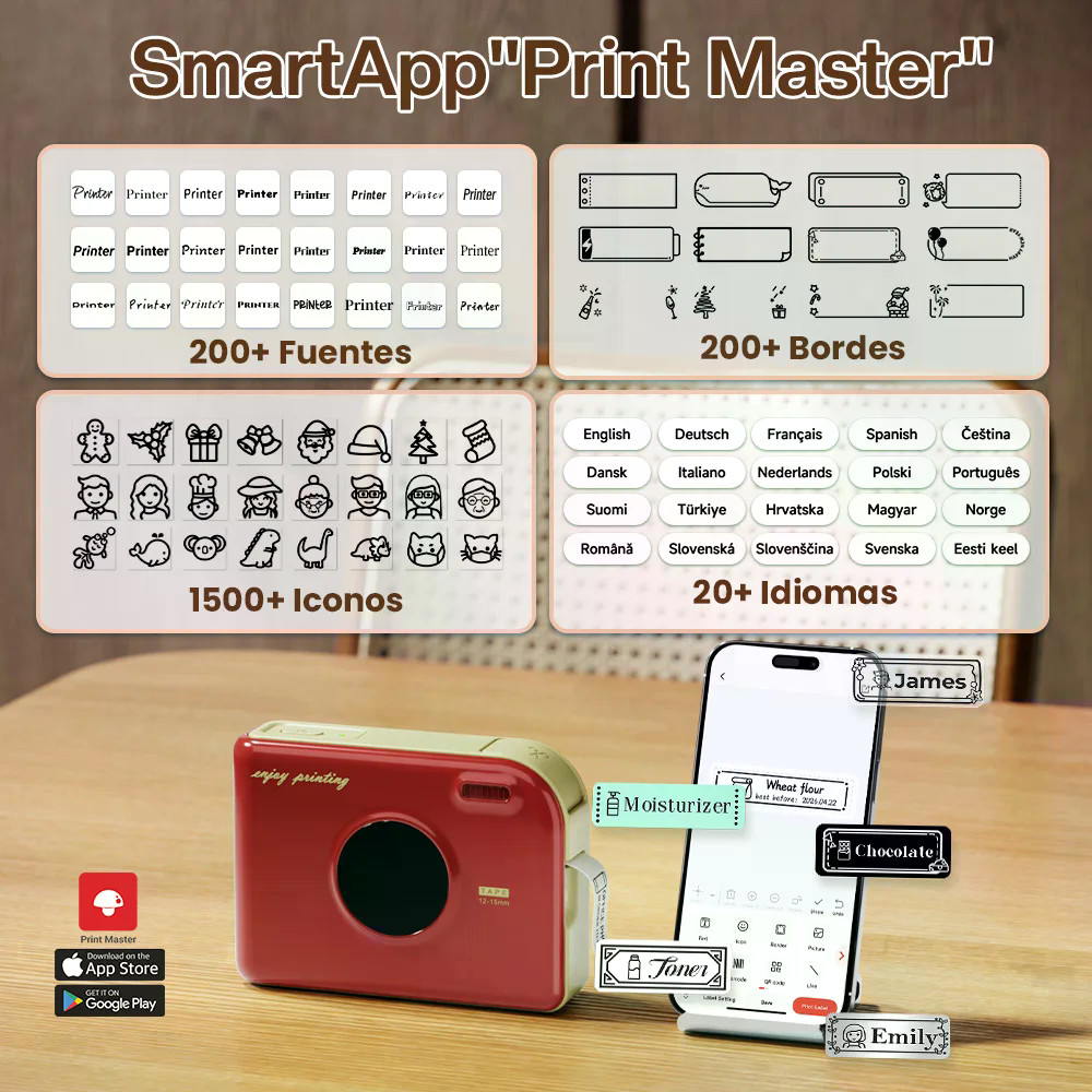 Phomemo A30 Mini Printer Wireless Bluetooth Label Maker การออกแบบแบบพกพาเหมาะสําหรับ