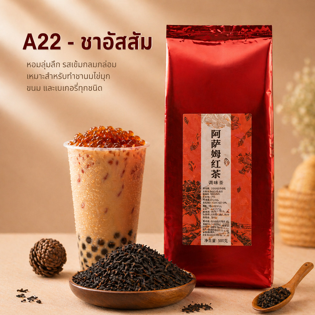 A22 - ชาอัสสัม ซีซือหลี่ (锡斯里) ใบชาสำหรับชงชานมไข่มุกไต้หวัน 500 กรัม