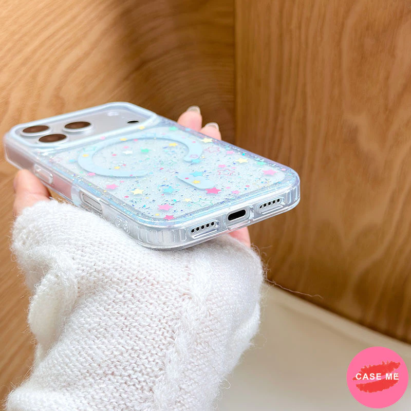 หลากสีรูปดาวGlitterสีทึบโปร่งแสงแม่เหล็กเคสโทรศัพท์สําหรับiPhone 13 14 15 16 17 Pro Max iPhone17airสกปรกทนต่อการตกIMDปกหลังเชลล์ thumbnail 10