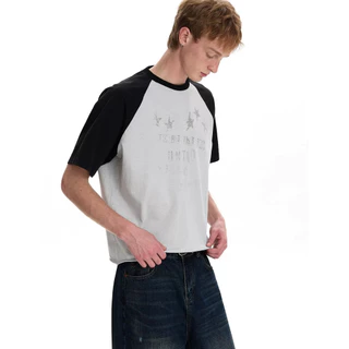 PannoFluxus เสื้อยืดผู้ชายแขนสั้น อเมริกันย้อนยุค สไตล์อินเทรนด์
