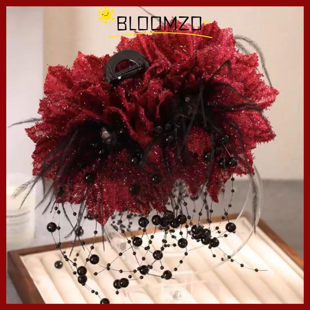 จัดส่งจากประเทศไทยBLOOMZO คลิปโลภ, ดอกไม้ดอกโบตั๋นเลื่อมดอกไม้ Hairgrips, กิ๊บติดผมปูพู่พลาสติกหรูหราสาว