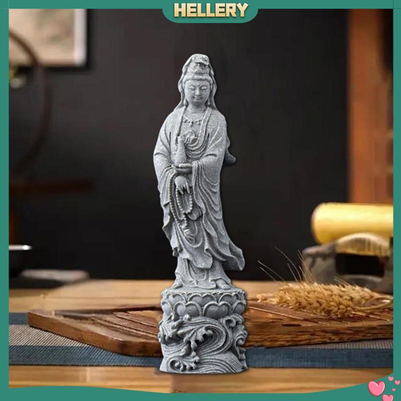 [HelleryTH] เครื่องประดับหินรูปปั้นเจ้าแม่กวนอิมแบบดั้งเดิม Kuanyin ตุ๊กตาของขวัญตกแต่ง