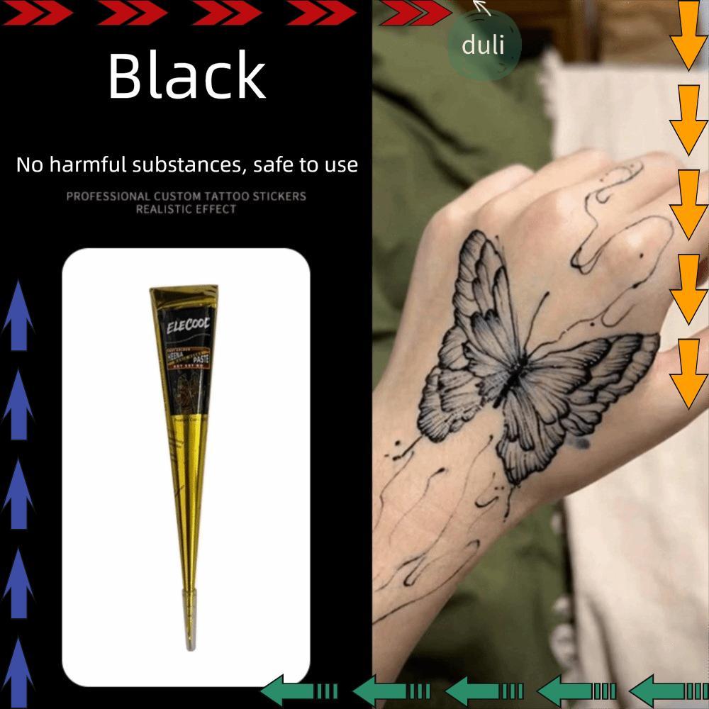 ครีมสัก DUILIAN Henna, กรวยวางเฮนน่าชั่วคราวกึ่งถาวร, Mehndi Black Brown Easy-To-Use Brown Henna Cre