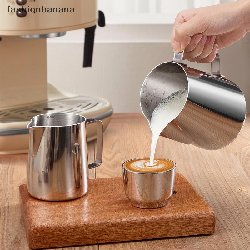 [แฟชั่นกล้วย] เหยือกตีฟองนมสแตนเลสพร้อมเครื่องชั่งเลเซอร์ 150/250/350/600ml แก้วกาแฟสต็อกใหม่