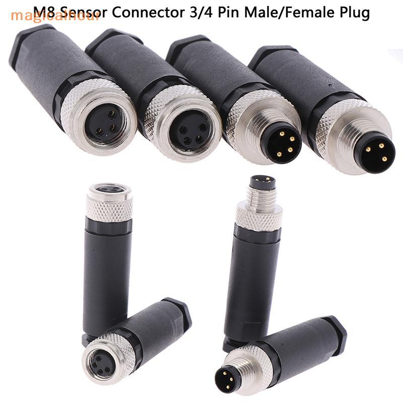 Magicalhour^^ 1 PC M8 Sensor Connector 3/4 Pin ปลั๊กมุมตรงชาย/หญิง *ใหม่