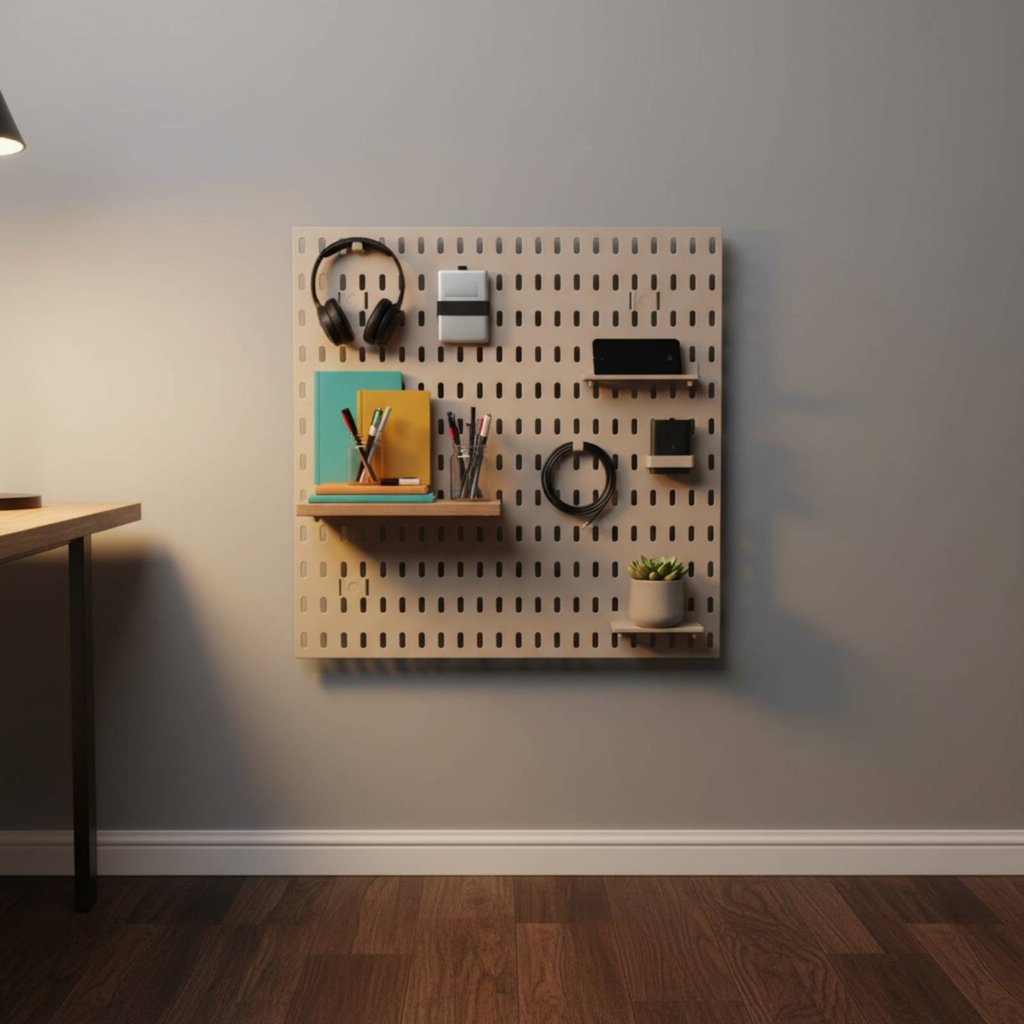 ไม่มีเจาะติดตั้งจากพื้นจรดเพดาน Pegboard ชั้นวางอเนกประสงค์โลหะ Pegboard ระบบจัดเก็บข้อมูลประหยัดพื้