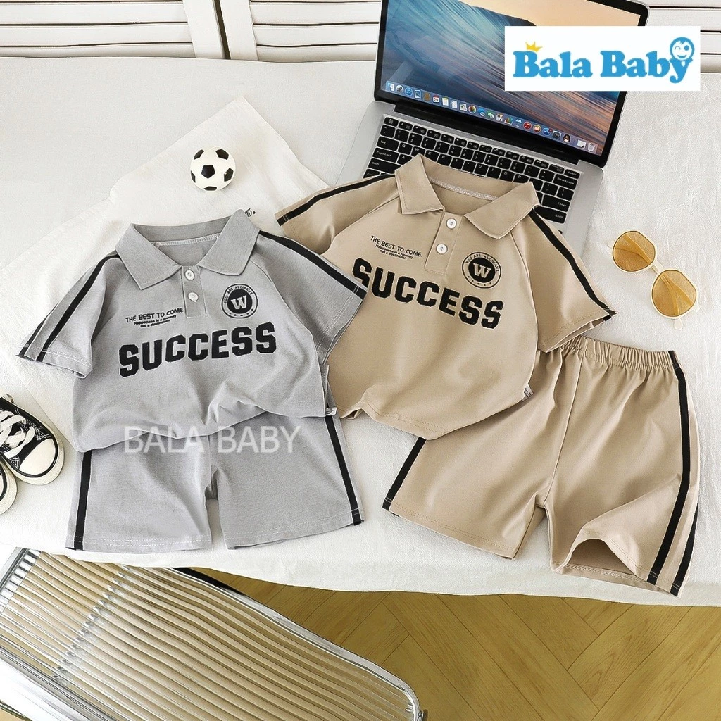 ชุดลำลองเด็ก เสื้อผ้าเด็กเซ็ต2ชิ้น ลุคสปอร์ต เสื้อคอปกแขนสั้น+กางเกงขาสั้น ชุดไปโรงเรียนอนุบาล Size80-120cm DXT102