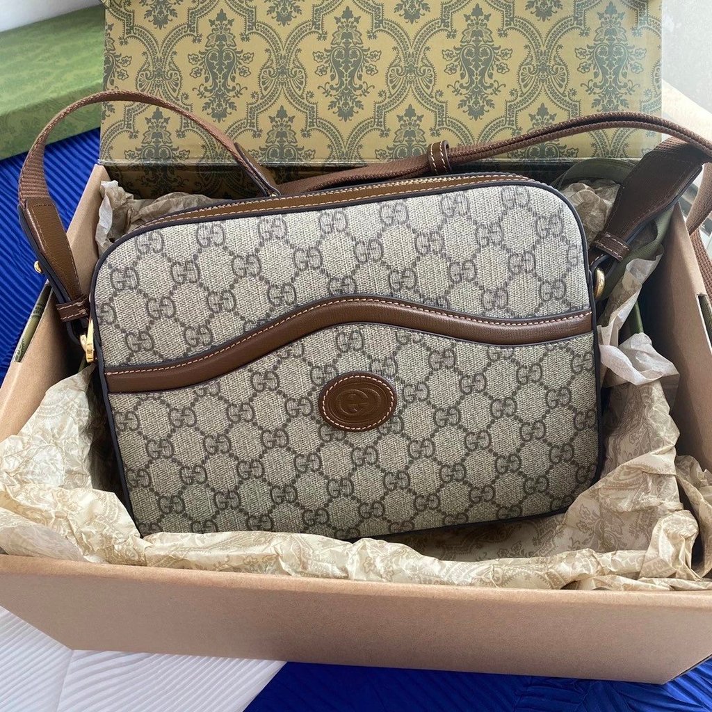 GUCCI/GUCCI GUCCI Simple Classic Messenger Bag Shoulder Messenger Bag Female Bag675891 คาราเมลบราวน์
