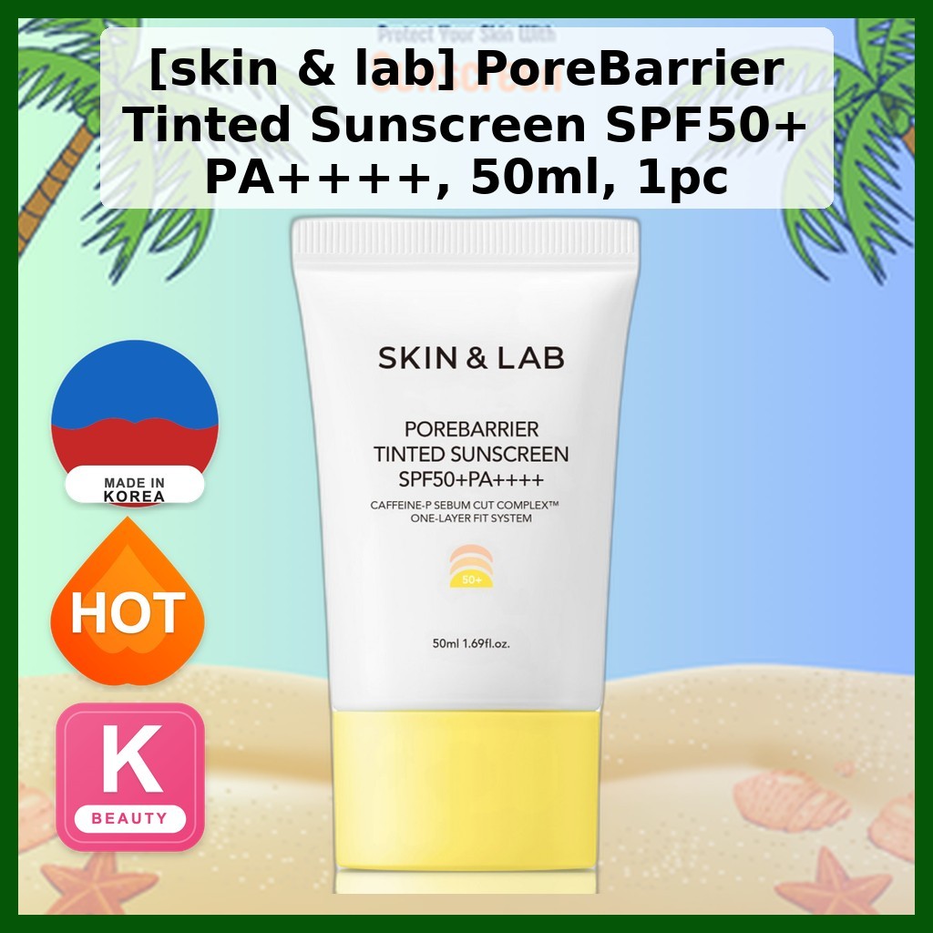 [skin & lab] PoreBarrier Tinted Sunscreen SPF50+ PA++++, 50ml, 1pc / Korean Tinted Sunscreen by some