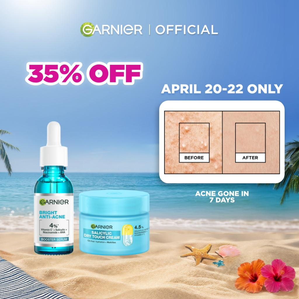 ใหม่ Garnier Mattifying Booster Duo: Salicylic Serum (30ML) + Mattifying Dry Touch Moisturizer (50ML