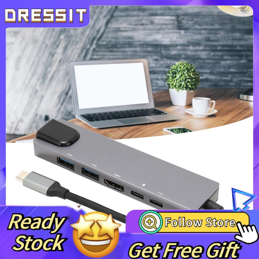 Dressit-th 6 in 1 Docking USB Hub อินเทอร์เฟซมัลติมีเดีย Plug and Play ชิปขั้นสูงสำหรับ U Disk Mouse
