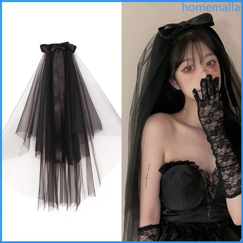 HO Wedding Layered Veil เจ้าสาว Tulles พร้อม Bowknot Halloween Party Spooky Veil