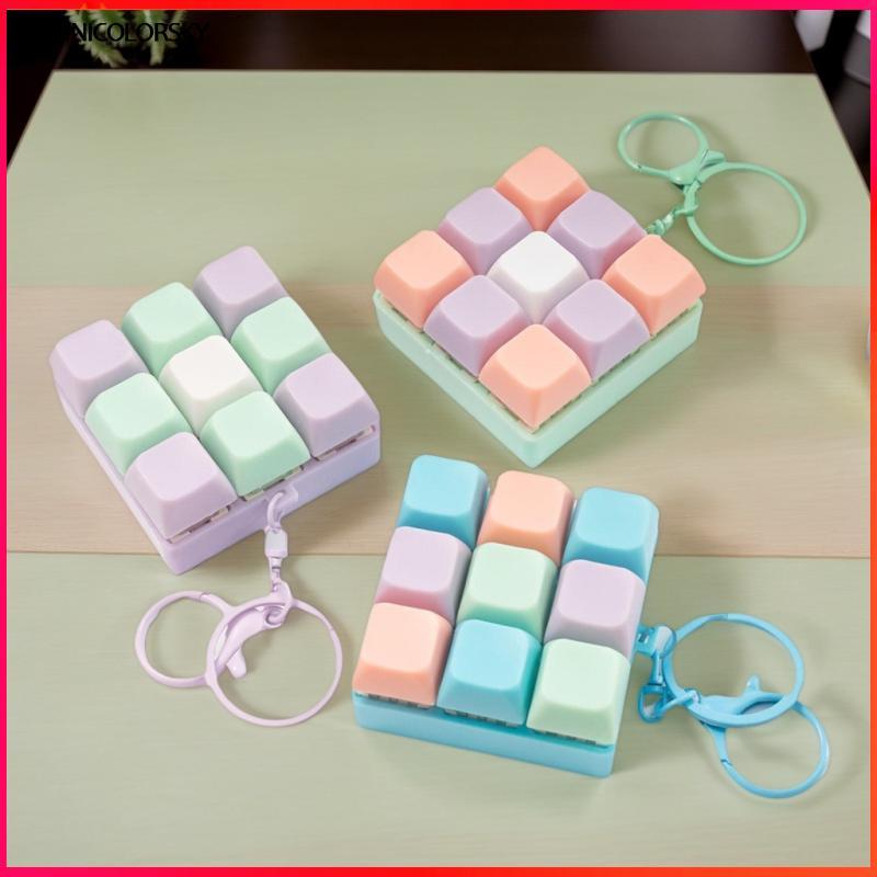 Technicolorsky Creative Dpression 9 คีย์บอร์ดพวงกุญแจของเล่นสําหรับผู้ใหญ่ Antistress ของเล่นเด็กหญิง Anti Stress Finger คีย์บอร์ดเกม Key แหวน TSY