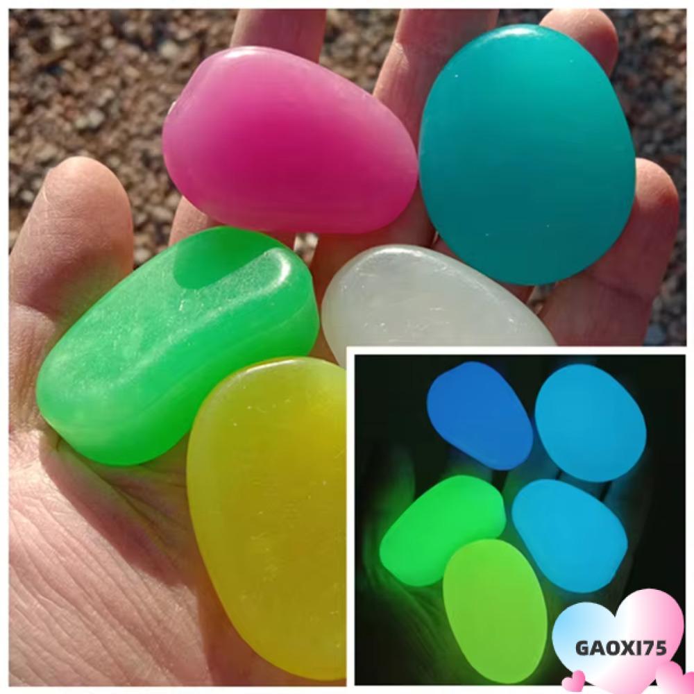 Gaoxi75 10 ชิ้น Luminous Pebbles, 4.5 ซม.ตกแต่งสวนหินเรืองแสง,ตกแต่งกรวด Big DIY สวนหินขนาดใหญ่ถังปลา