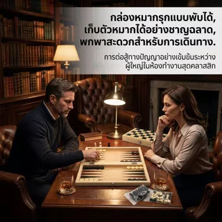 หมากรุกไม้พับได้ 3-in-1 หมากรุกสากล แบ็คแกมมอน หมากฮอส ชุดพกพา COD ส่งฟรี