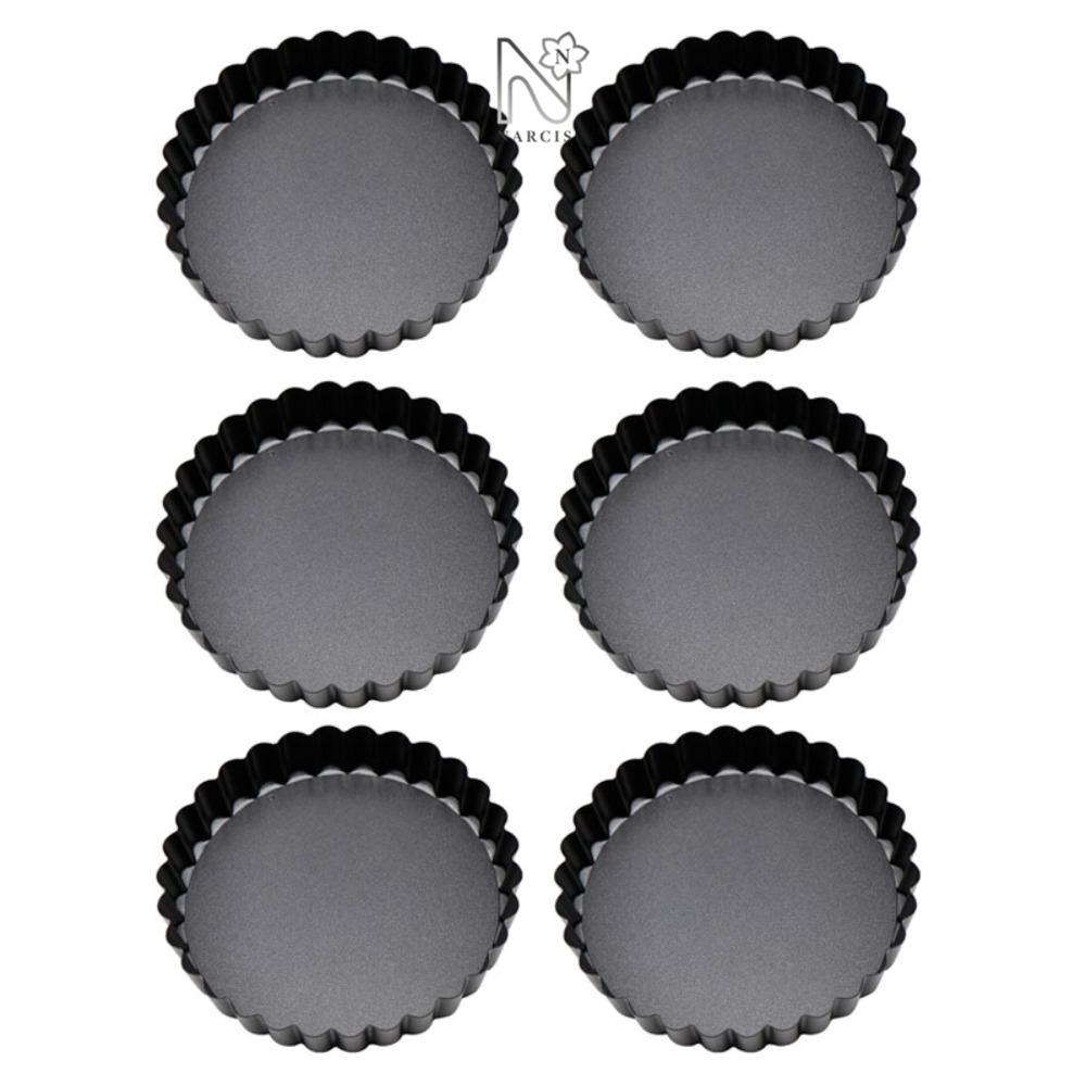 NARCIS 6 ชิ้นที่ถอดออกได้ด้านล่าง Tart Pan, รอบลึก 3 นิ้ว Mini Quiche กระทะ, ทนทานที่ถอดออกได้ด้านล่