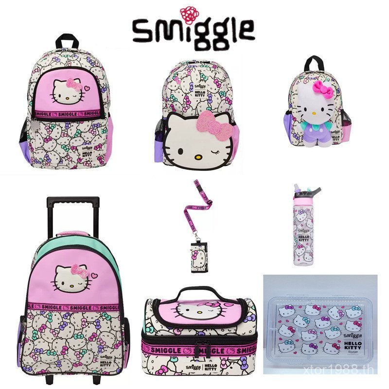 Meal smiggle Backpack Cat School Bag Student Large Double Layer kt Australian Water Cup Capacity Lun