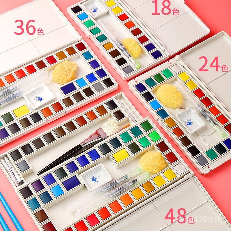 การ์ตูนโพสต์ Sketch Paint Box Pack Block Marley แบบพกพา 48 สีสีน้ําสีน้ําสีน้ําชุด Solid O3E5