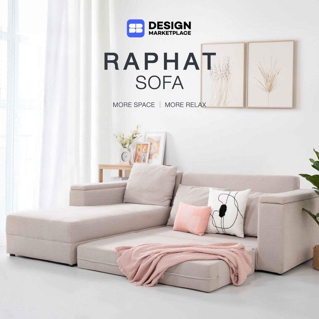 SB Design Square โซฟาเข้ามุมซ้าย รุ่น Raphat สีครีม (234x159x85 ซม.)  แบรนด์ SOFA SOLUTIONS
