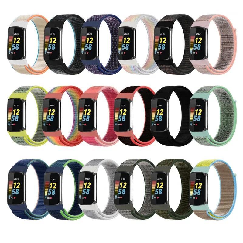 สายนาฬิกาแบบห่วงไนลอนสําหรับ Fitbit Charge 5 6 อุปกรณ์เสริมนาฬิกาอัจฉริยะสร้อยข้อมือกีฬาสายรัดข้อมือ Correa Pulsera สําหรับ fitbit Charge5 Band