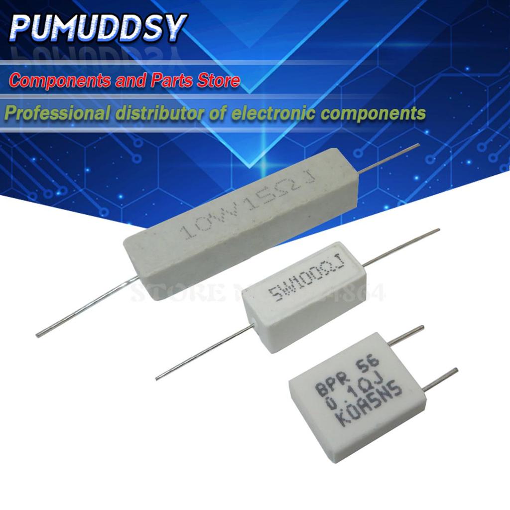 10PCS 5W 10W BPR56 ซีเมนต์ความต้านทาน 0.1 ~ 10K โอห์ม 0.33R 1R 10R 100R 0.22 0.33 1 10 100 1K 10K โอ