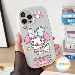 melodi น่ารัก การ์ตูนเคสสำหรับไอโฟน17pro 13 11 16promax กรณีมือถือขอบกลม case for iPhone 15 14 12 ProMax XS XR 6/7/8Plus