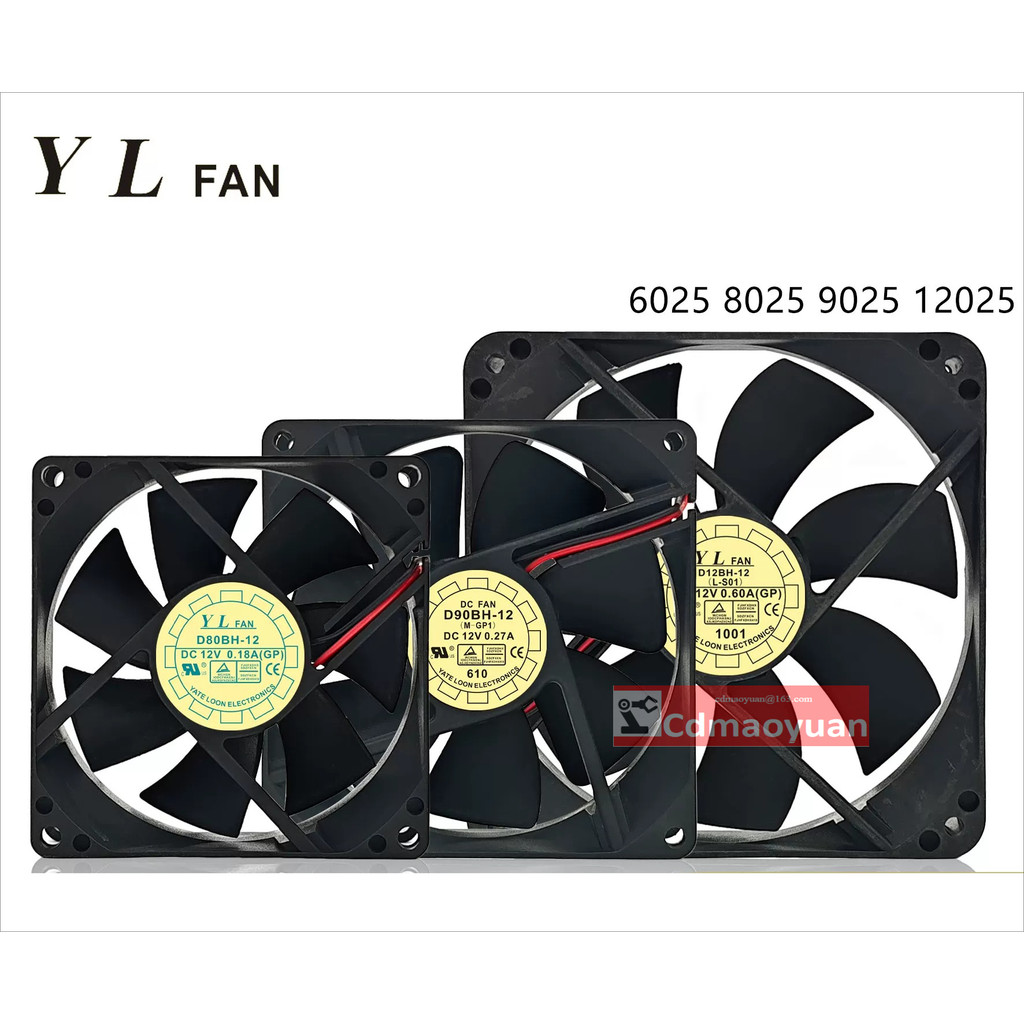 D60BV-12 D80BH-12 D80SH-12 D90BH-12 D90SH-12 D12SH-12 D12BH-12 DC 12V พัดลมระบายความร้อนเงียบ