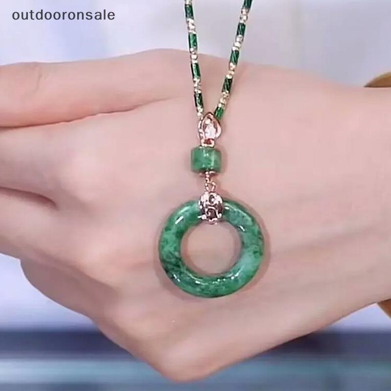 [outdoorsale] สร้อยคอไม้ไผ่วินเทจพร้อมจี้หยกเลียนแบบ, ปลอกคอดอกไม้ Sun Totem FSI