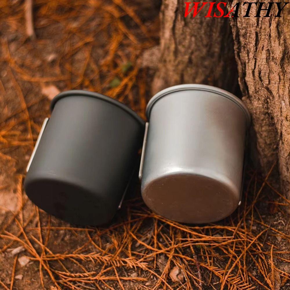WISATHY   ถ้วยน้ําตั้งแคมป์,300มิลลิลิตรอลูมิเนียมอัลลอยด์พับถ้วยน้ํา,สีดําเงินเบาตั้งแคมป์เครื่องมือ เครื่องดื่ม ตั้งแคมป์