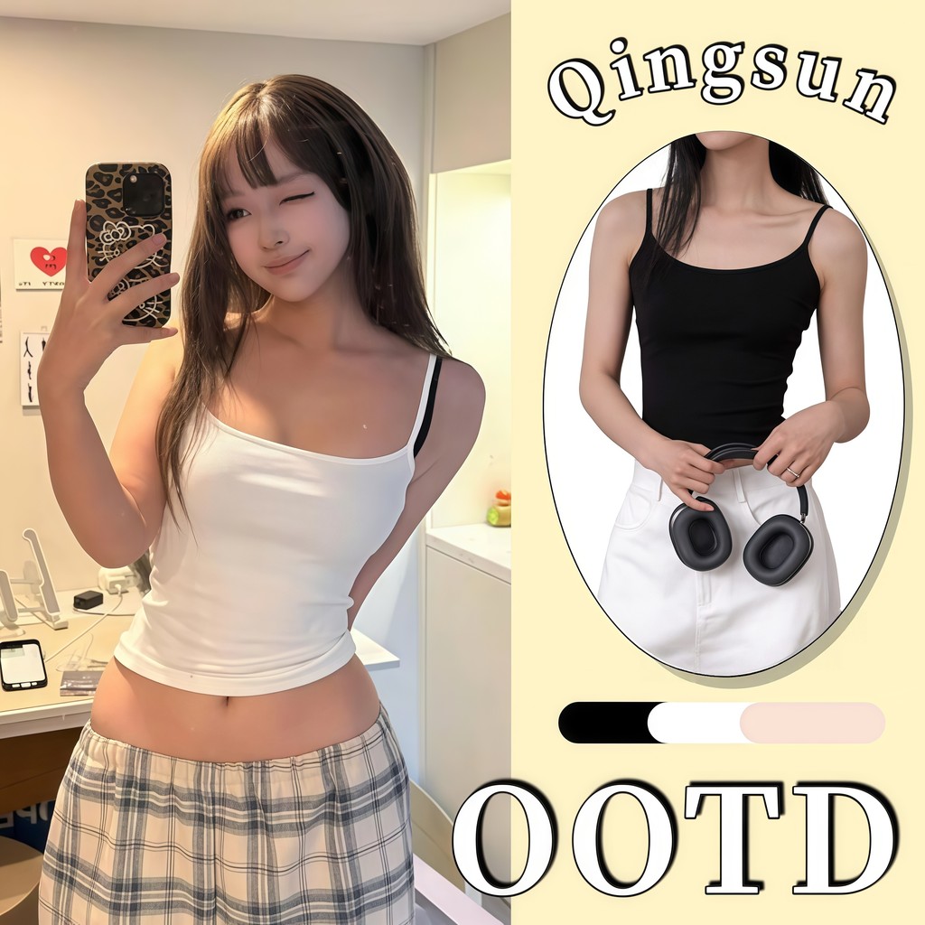 Qingsun ผู้หญิง เสื้อกล้ามสายเดี่ยวพื้นฐาน ยืดดี กระชับรูปทรง ใส่สบาย มีหลายสี "CC-33/XO-03/ZM-3/DW-02/YP-2"