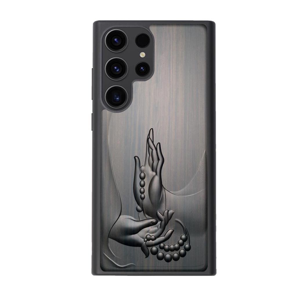 เคสโทรศัพท์ Samsung S26Ultra ไม้จันทน์ S24Ultra นูน S24U+/ S23U+/ S26/25 เคสป้องกัน