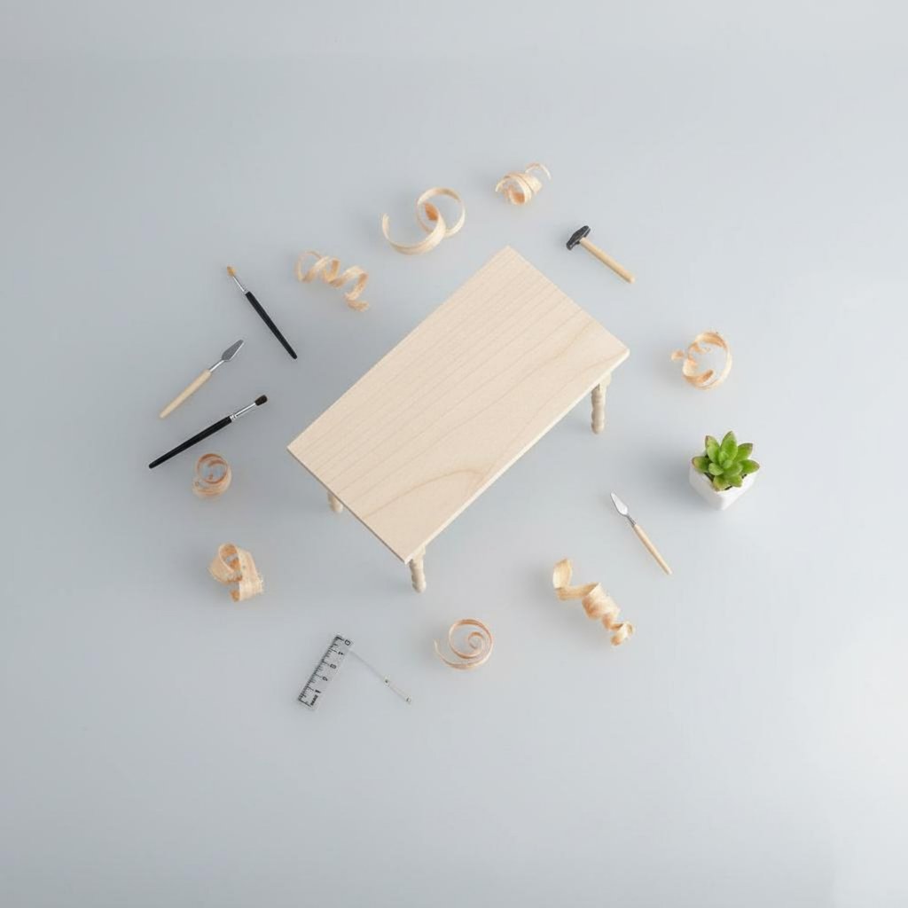 โครงการ 1:12 Scale Dollhouse Table Artisan-Made 1:12 Scale เฟอร์นิเจอร์สําหรับนักสะสม