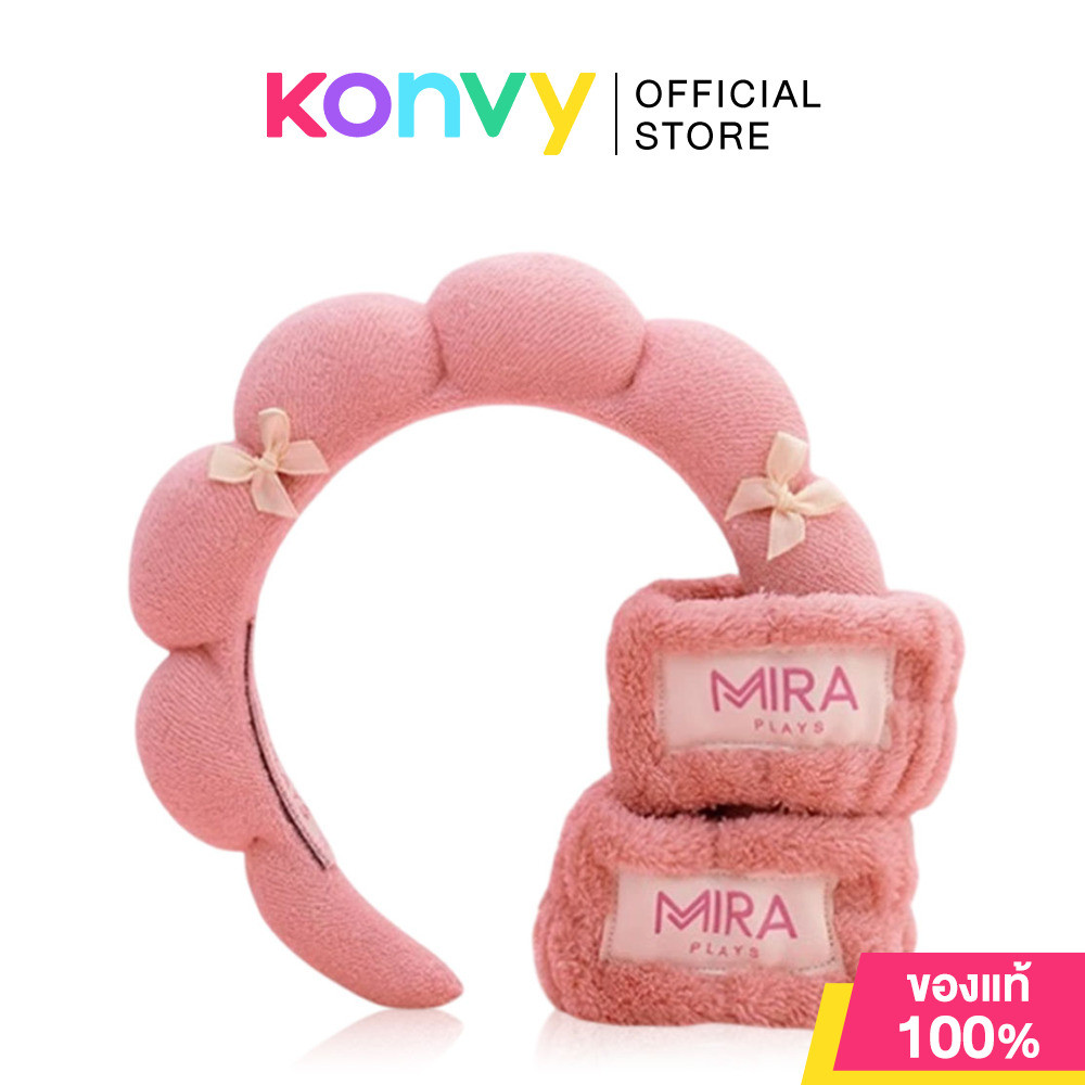 Miraplays Spa Headband & Wristband Set Peony เซทผ้าคาดผม และผ้ารัดข้อมือ มิร่าเพลย์ส ขนาดพอดี ไม่บีบศีรษะหรือข้อมือ.