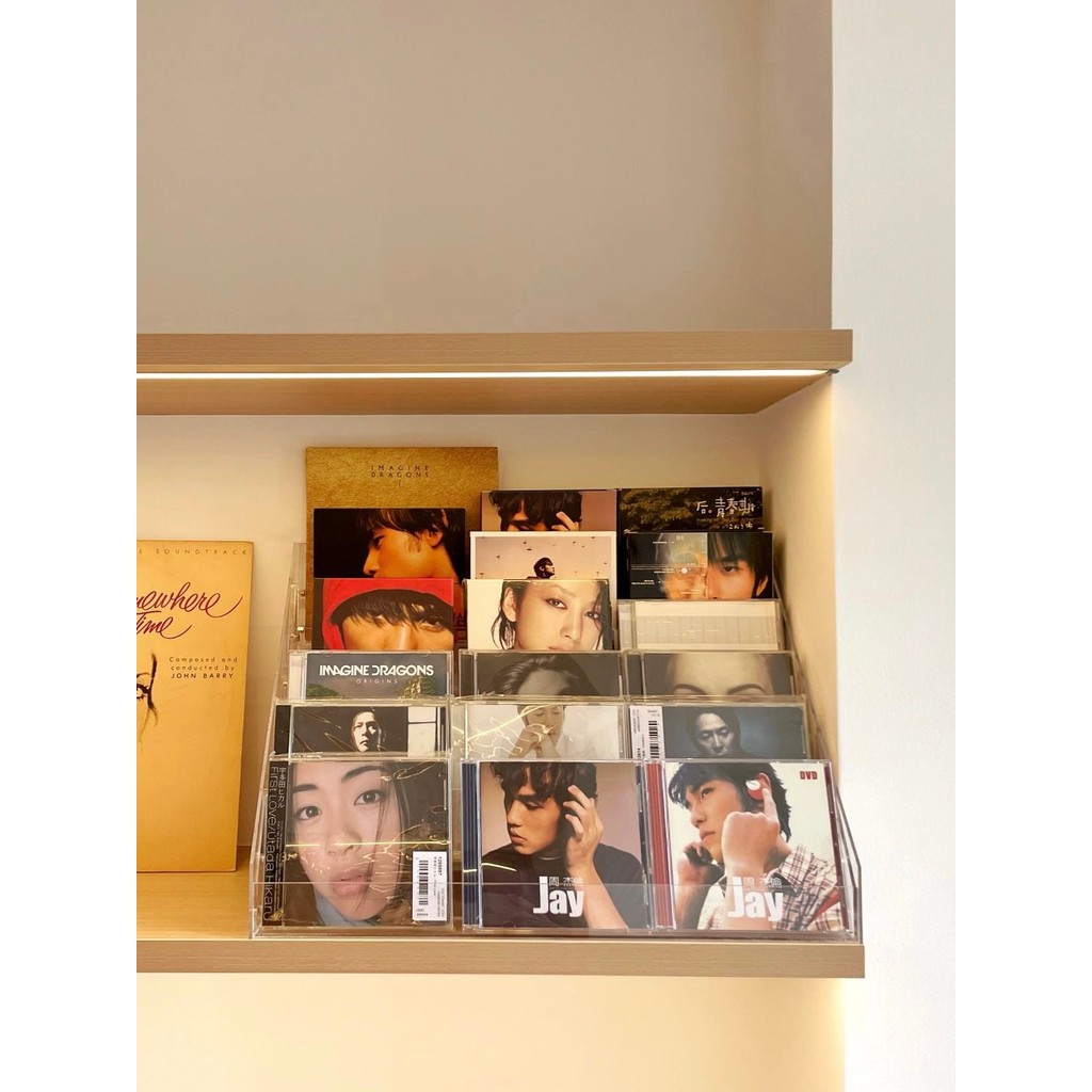 B.cd Rack อะคริลิค Stepped Display Rack Disc พร้อม Disc Collection Display Rack กล่องเก็บอัลบั้ม 47Q