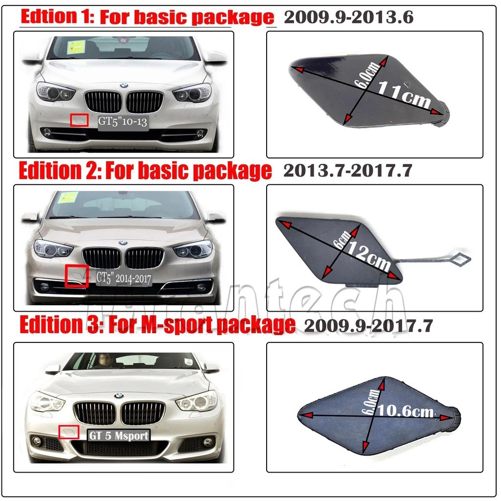 ฝาครอบลากด้านหน้าสําหรับ 10-17 BMW GT series F07 GranTurismo GT5 5GT Fit 520iX 530dx 530i 535d 535iX