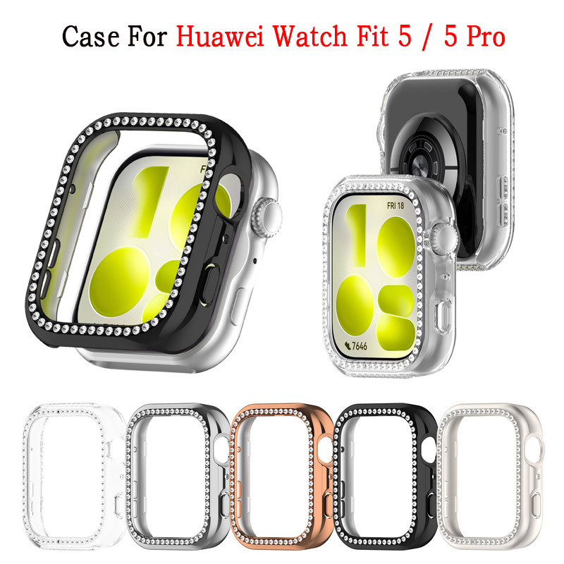 ใหม่ PC เพชรป้องกันกรณีสําหรับ Huawei Watch Fit 5 สมาร์ทนาฬิกาเพชรกันชนป้องกันหน้าจอสําหรับ Huawei Watch Fit 5 Pro อุปกรณ์เสริม